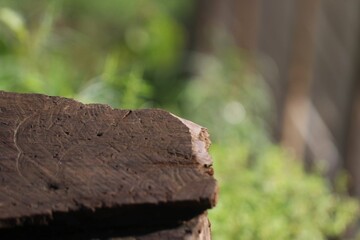 a wet wooden table with blurred background. for product presentation