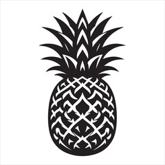 Obraz premium a fresh pineapple fruit vector silhouette, vector black color silhouette, isolated white background 
