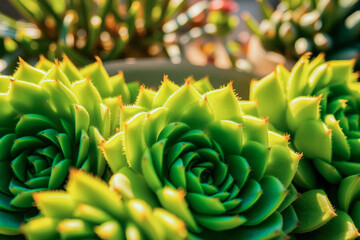 Obraz premium Close-up of Succulent Plants in Sunlight