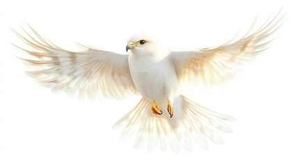 Fototapeta premium White falcon in flight, wings spread wide