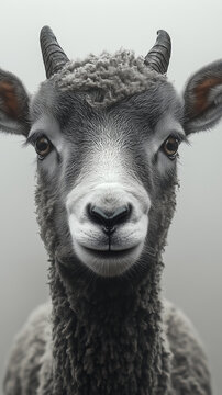 Adorable Curly Sheep Portrait