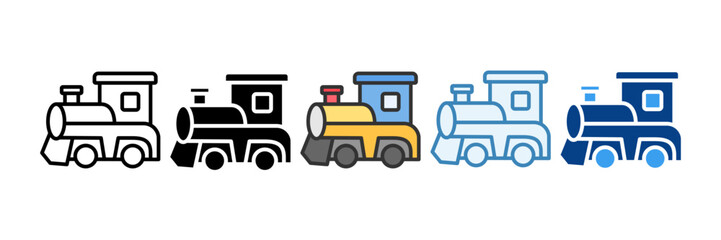 Naklejka premium Train Icon Set Multiple Style Collection