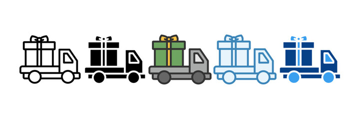 Fototapeta premium Gift Box Icon Set Multiple Style Collection