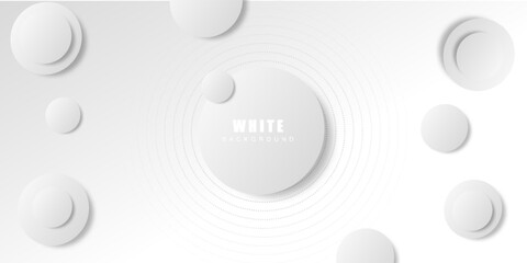 Modern abstract light silver background vector. Elegant 3D circle shape design with golden line.