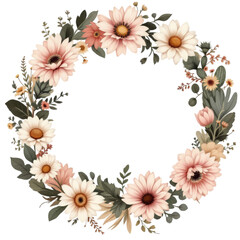 Obraz premium Spring Floral Wreath Clipart, Spring Flowers, Flower Wreaths, and Floral Graphics PNG, Spring Floral Wreath for Digital Crafting, Spring Flowers and Wreaths PNG