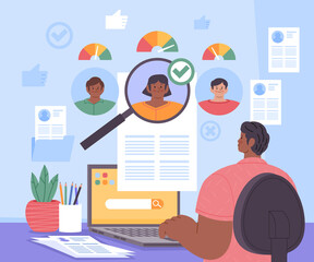 Fototapeta premium Flat Human Resources Hiring Illustration