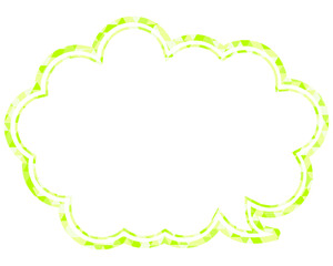 ステンドグラス風吹き出し　三角形模様　丸みのある雲形