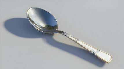Elegant Silver Spoon On Light Gray Background