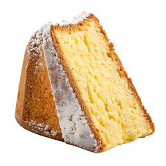 Sweet single pandoro slice isolated on a transparent background