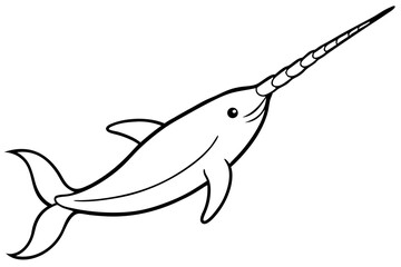 Elegant Narwhal Outline