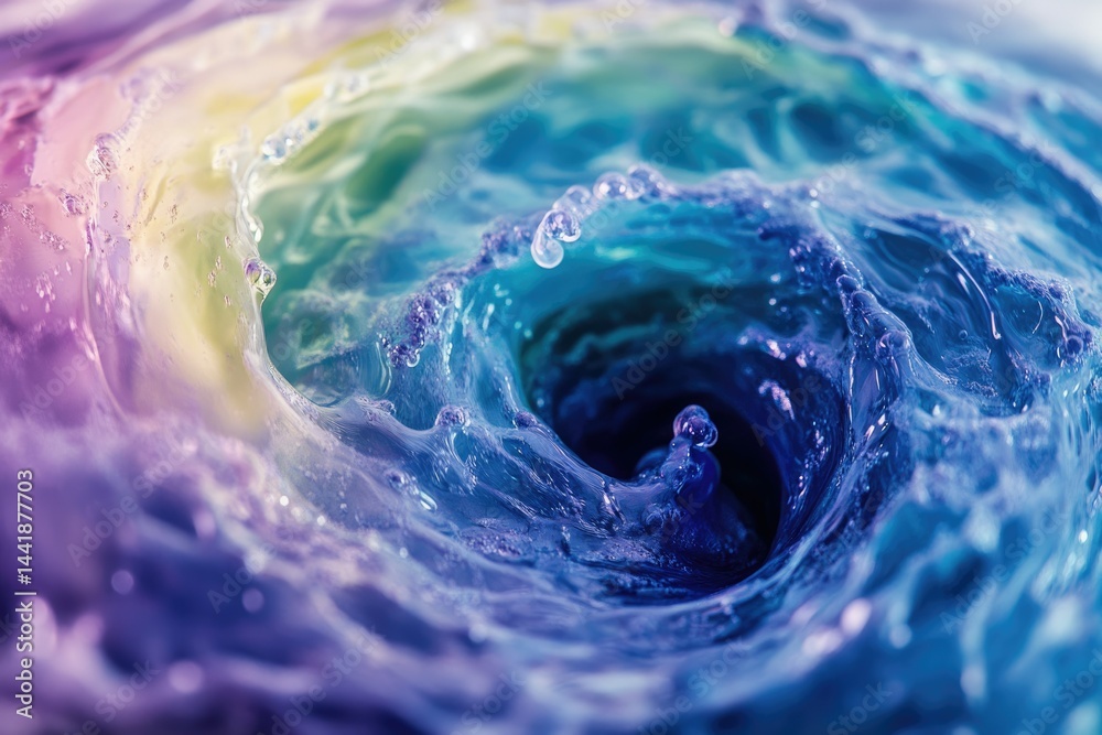 Poster a mesmerizing swirl of vibrant, iridescent liquid creates a captivating abstract vortex.