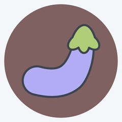 Icon Eggplant. related to Fruits and Vegetables symbol. color mate style. editable