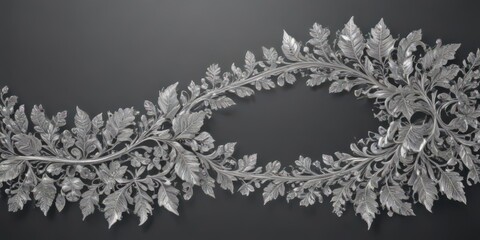 Intricate silver leaf lace border, shimmering, elegant design , detail, vintage
