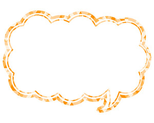 ステンドグラス風吹き出し　三角形模様　細長い雲形