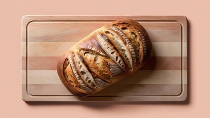 Freshly baked artisanal bread on a wooden cutting board.