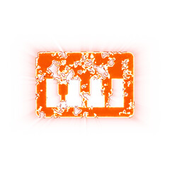 Burning icon piano keyboard on transparent background. Looks like burnt paper