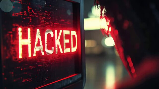 Hacked neon text illustration