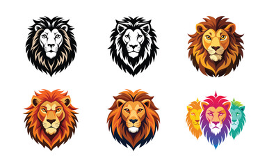 Set of Full body and face  tiger logo design vector template. Black and white color silhouette tiger vector illustration. design on a white background