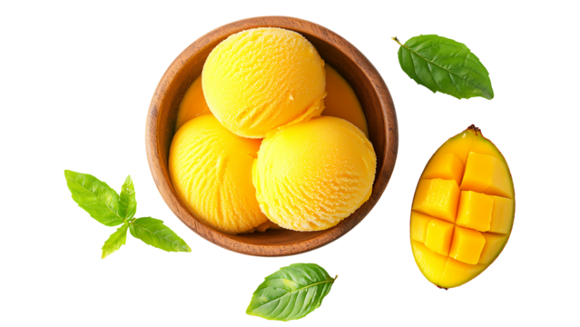 Mango Sorbet Ice Cream Top View