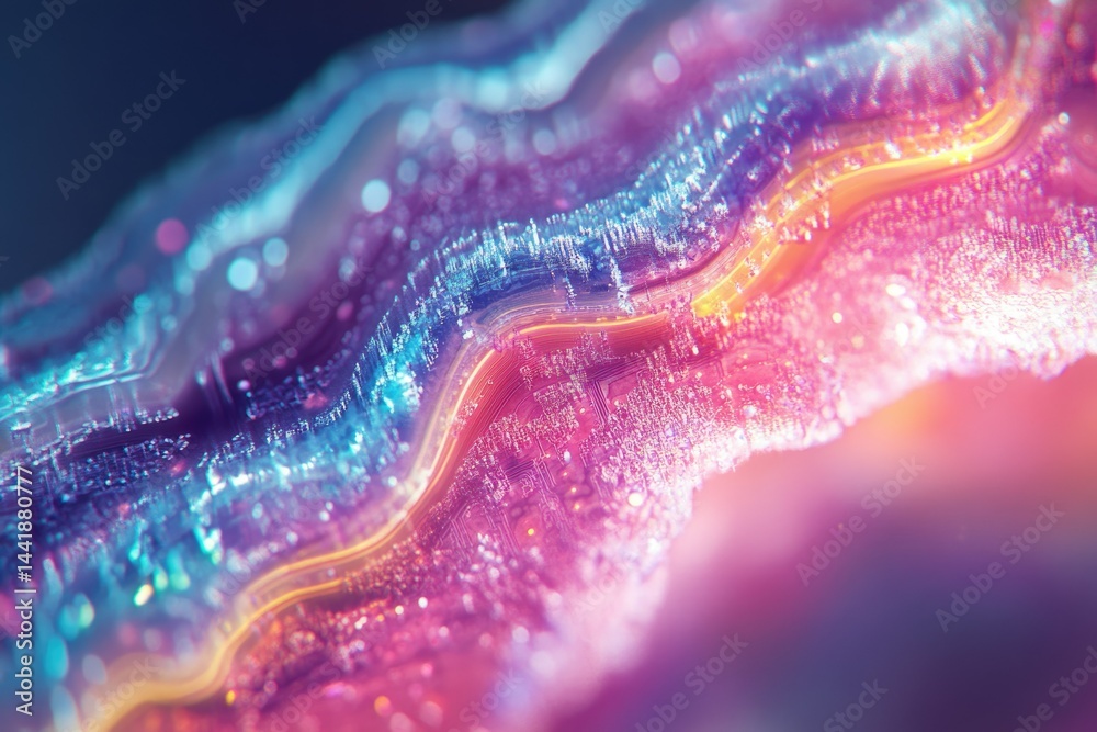 Poster abstract digital landscape with vibrant colors and glowing circuit board texture, showcasing technol