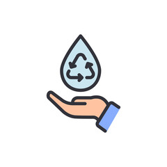 Recycle water colored icons, minimalist vector illustration ,simple transparent graphic element .Isolated on white background
