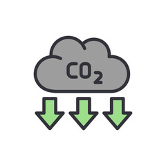 Low emission colored icons, minimalist vector illustration ,simple transparent graphic element .Isolated on white background