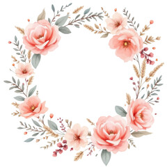 Fototapeta premium Spring Floral Wreath Clipart, Spring Flowers, Flower Wreaths, and Floral Graphics PNG, Spring Floral Wreath for Digital Crafting, Spring Flowers and Wreaths PNG