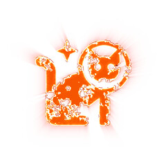 Burning icon cat space on transparent background. Looks like burnt paper
