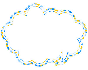 ステンドグラス風吹き出し　三角形模様　丸みのある雲形