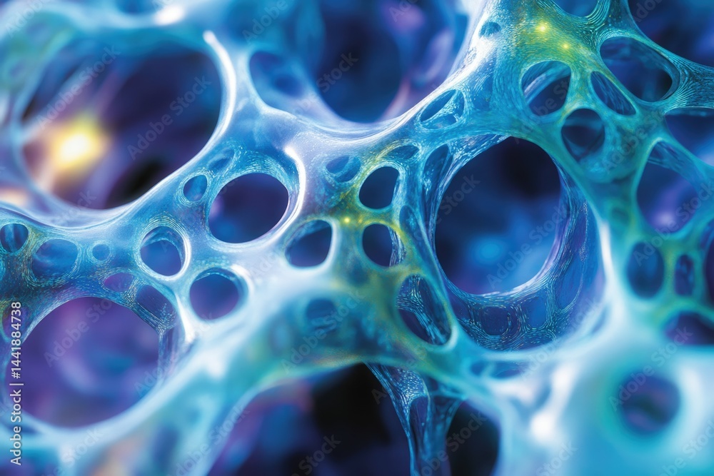 Aufkleber Abstract image depicting a complex, interconnected network resembling a cellular structure or neural network.