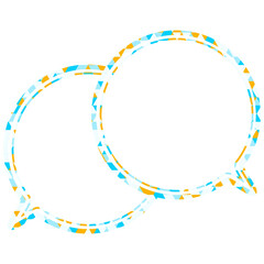 ステンドグラス風吹き出し　三角形模様　重なる会話