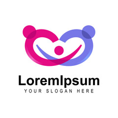 Family Care Unity Concept Logo Design Vector Illustration