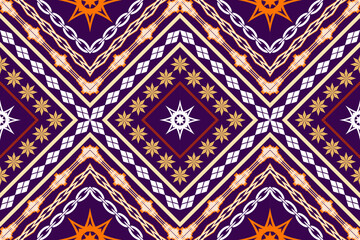 Ethnic Figure aztec embroidery style.Geometric ikat oriental traditional art pattern.Design for ethnic background,wallpaper,fashion,clothing,wrapping,fabric,element,sarong,graphic,vector illustration.