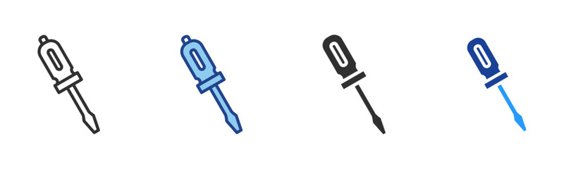 Screwdriver Icon Multiple Style Vector Collection 