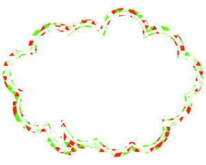 ステンドグラス風吹き出し　三角形模様　丸みのある雲形
