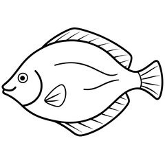Streamlined Flounder One-Line Vector Art