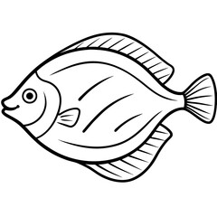 Streamlined Flounder One-Line Vector Art