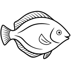 Streamlined Flounder One-Line Vector Art