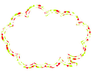 ステンドグラス風吹き出し　三角形模様　丸みのある雲形