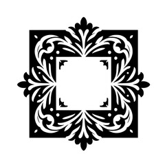 Elegant Black and White Floral Frame Vector, Vintage Style