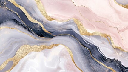 Geometric liquid marble texture in soft pastel tones and flowing organic shapes with metallic accents, minimalist modern design for high-end backgrounds with seamless pattern potential