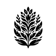 Obraz premium Elegant Black and White Leafy Crest Design