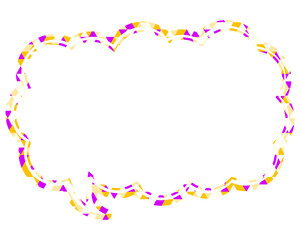 ステンドグラス風吹き出し　三角形模様　細長い雲形