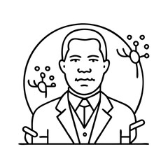 booker t washington icon, booker t washington line art - simple line art of booker t washington, perfect for booker t washington logos and icons