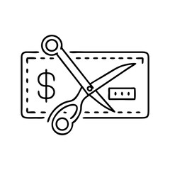 coupon with scissors icon, coupon with scissors line art - simple line art of coupon with scissors, perfect for coupon with scissors logos and icons