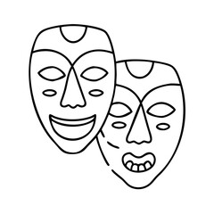 cultural masks icon, cultural masks line art - simple line art of cultural masks, perfect for cultural masks logos and icons