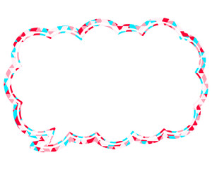 ステンドグラス風吹き出し　三角形模様　細長い雲形