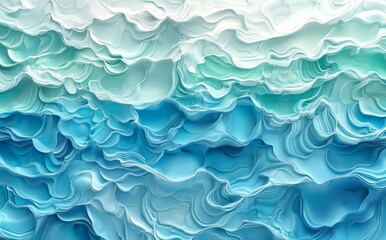 Obraz premium 3D render of an abstract blue and green background with ocean waves, an ocean texture pattern
