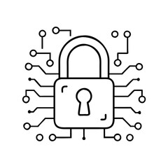cyber security lock icon, cyber security lock line art - simple line art of cyber security lock, perfect for cyber security lock logos and icons
