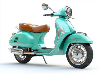 hyperrealistic image green moped on a white background